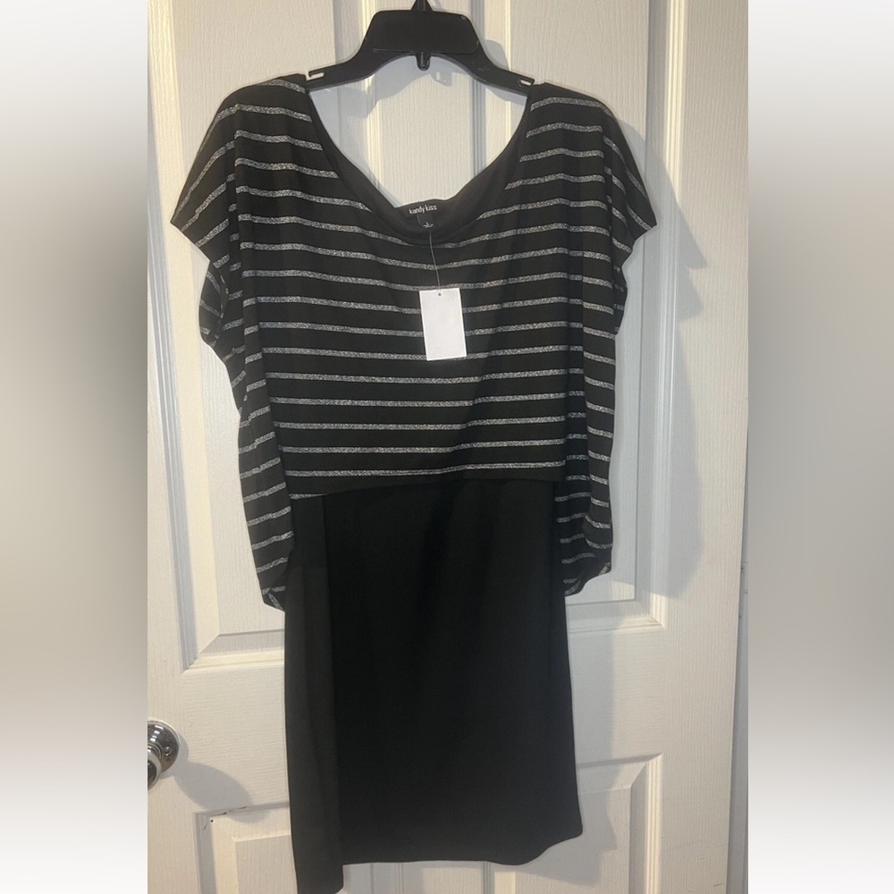 Elegant Striped Black Mini Dress